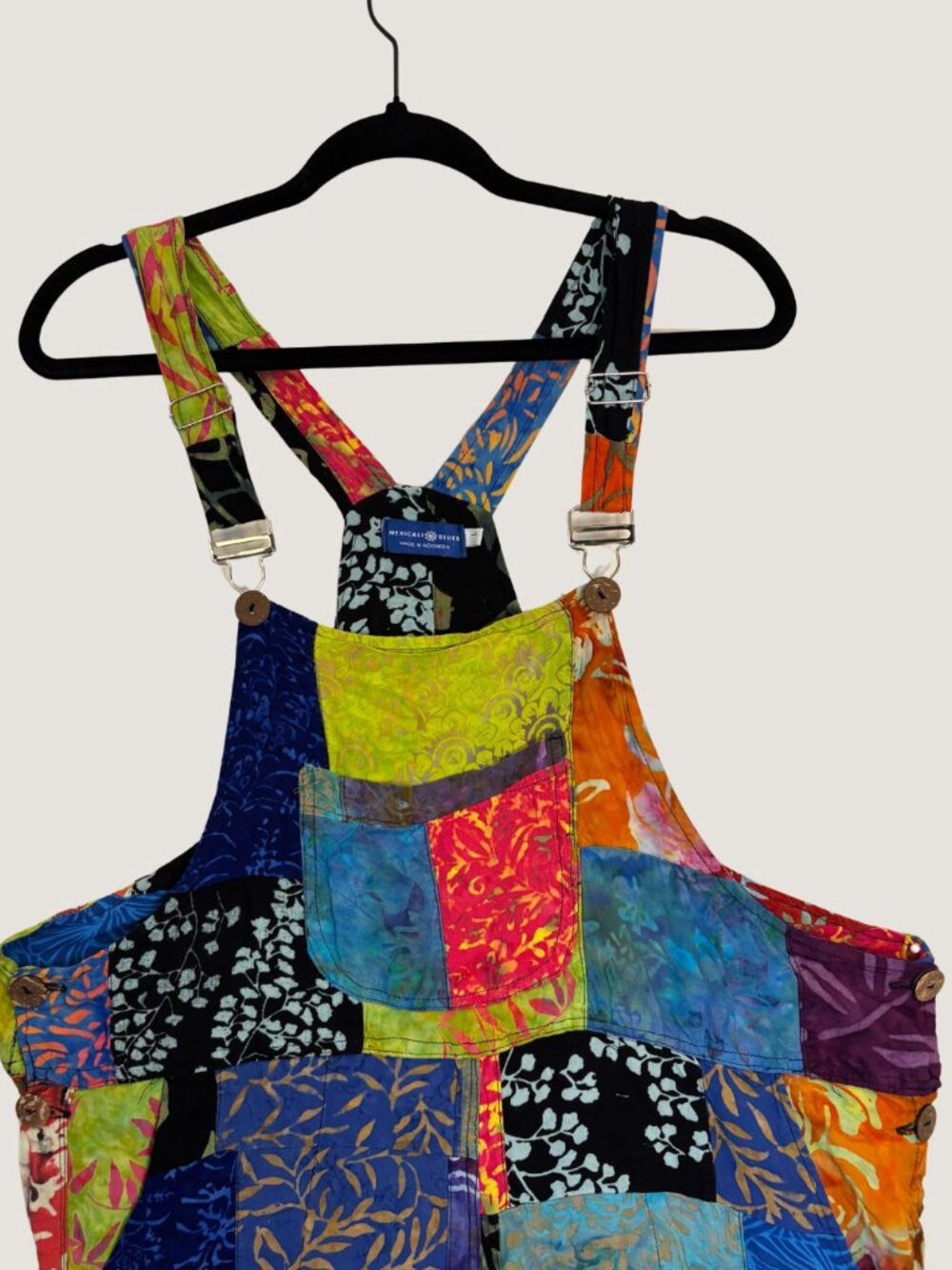 Mexicali Blues Boho Rainbow Patchwork Overalls Batik Festival Romper Size L - Picture 4 of 8